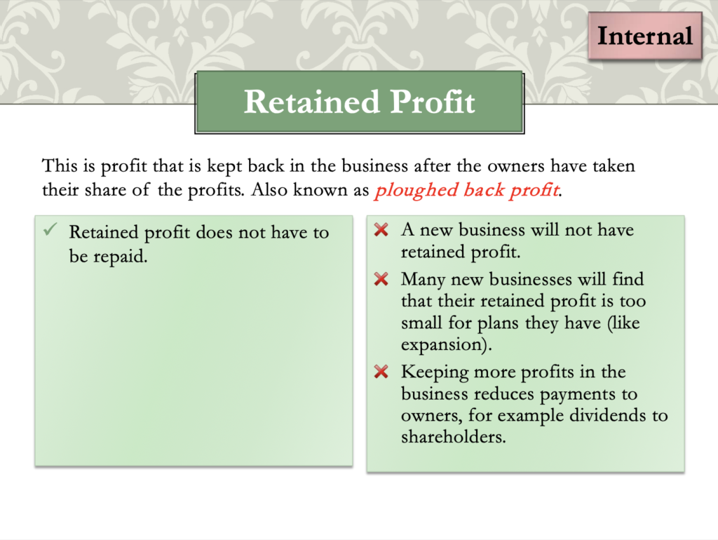 Sources of Finance Presentation Notes